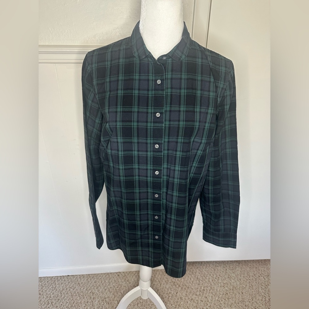 J. Crew Green and Black Casual Button Down Shirt size 12T